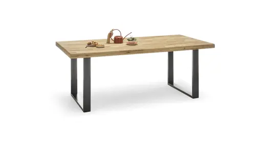 Esstisch - LB ca. 200x100 cm, Eiche; Massiv, Geölt, gerade Kante, Schwarz