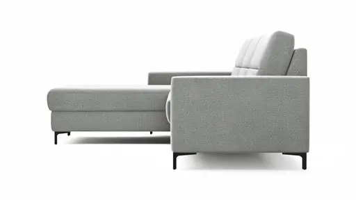 Ecksofa Merlos H - Longchair links und 2,5-Sitzer rechts inkl. Relaxfunktion (motorisch), Stoff, Grau