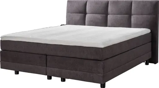 Boxspringbett - Liegefläche ca. 180x200 cm, Stoff, Dunkelgrau