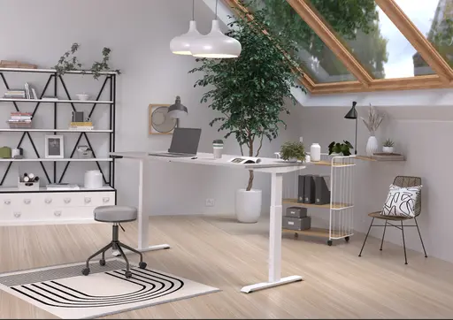 Schreibtisch GELI - höhenverstellbar, LB ca. 180x80 cm, Kaschmir, Weiß