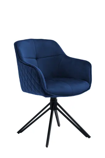 Armlehnstuhl - drehbar, Samt, Blau