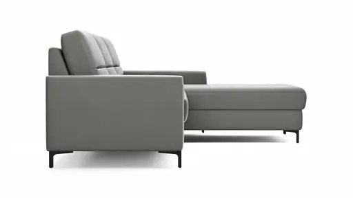 Ecksofa Merlos H - 2,5-Sitzer mit Longchair rechts inkl. Relaxfunktion (motorisch), Leder, Graubraun