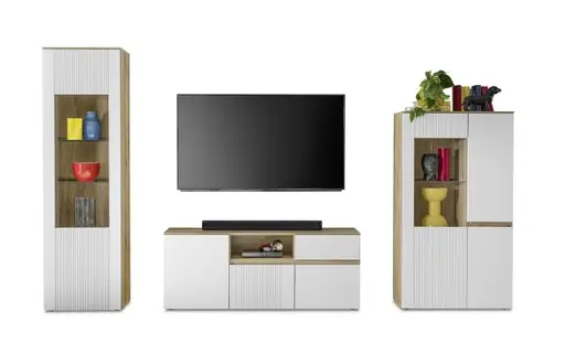 TV-Board- Eiche Dekor, Hellgrau