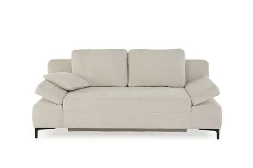 Sofa JEREMO - 2-Sitzer inkl. Schlaffunktion und Armlehnen verstellbar, Stoff, Beige