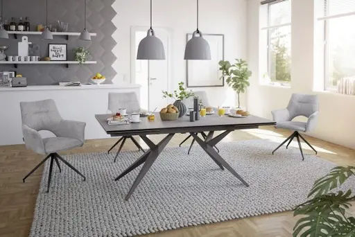 Esstisch MICHELA - ausziehbar, LB ca. 95x180 cm, Keramik, Dunkelgrau