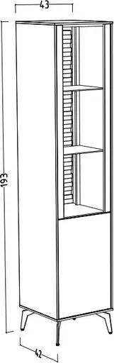 Vitrine - mit Beleuchtung, B ca. 42 cm, Weiß, Asteiche, Schwarz