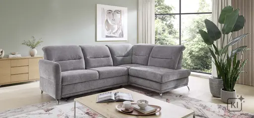 Ecksofa Porto Alegre - 2-Sitzer mit Ecke rechts, Schlaffunktion, Stoff, Eisengrau