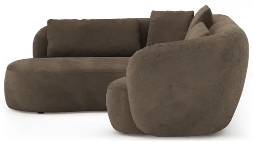 Ecksofa Karasu - Ottomane links mit 3-Sitzer rechts, Stoff, Taupe