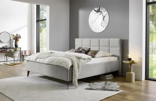 Polsterbett - Liegefläche ca. 180x200 cm, Stoff, Hellgrau