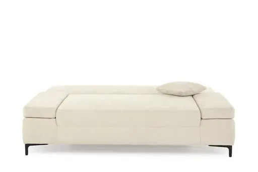 Sofa JEREMO - 2-Sitzer inkl. Schlaffunktion und Armlehnen verstellbar, Stoff, Creme