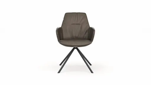 Armlehnstuhl Pegara - Leder, Dunkelbraun