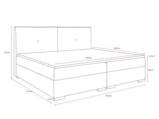 Boxspringbett- Liegefläche ca. 240x200 cm, Taupe