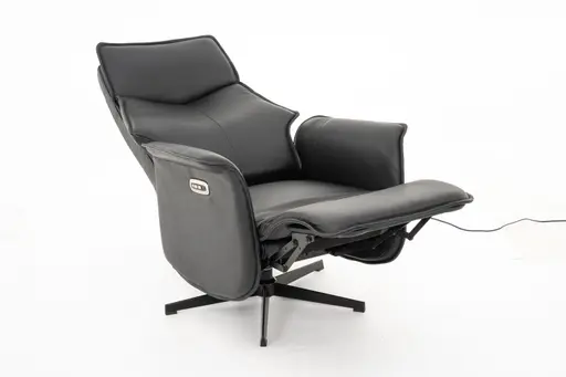 Sessel - Relaxfunktion motorisch, Leder, Schwarz