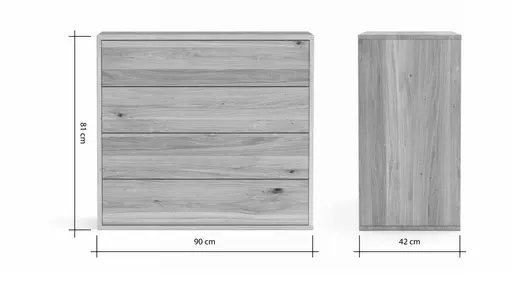 Sideboard Williston - Wildeiche bianco, Schubkastenfront sandgestrahlt