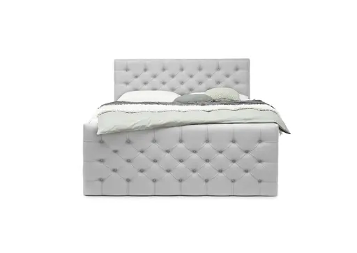 Boxspringbett SANDRIN E- Liegefläche ca. 200x200 cm, Stoff, Hellgrau, inkl. Stauraum und Fußteil