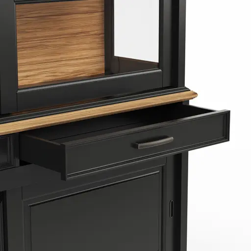 Buffetschrank Louisiana - mit Schiebetüren, teilmassiv, Schwarzgrau