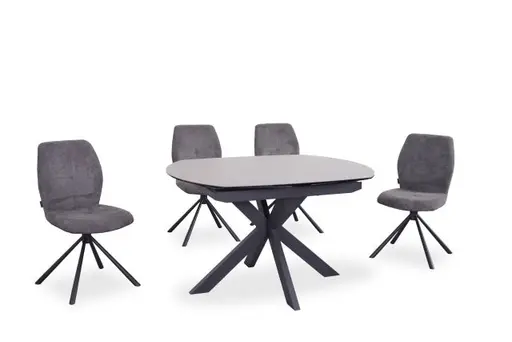 Esstisch MEGGIE - ausziehbar, LB ca. 130x100 cm, Keramik, Grau