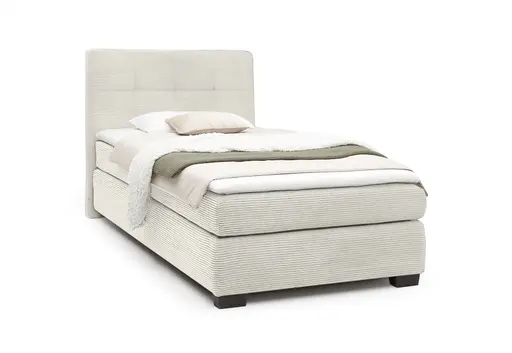 Boxspringbett JILA- Ligefläche ca. 120x200 cm, Stoff, Beige