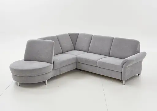 Ecksofa - Ecke links und 2,5-Sitzer, Drehsitz, Stoff, Silbergrau
