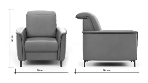 Sessel Bolivien - Kopfteil verstellbar, Leder, Steel