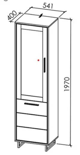 Vitrine - B ca. 54 cm, Kreidefarben, Eiche bianco massiv geölt