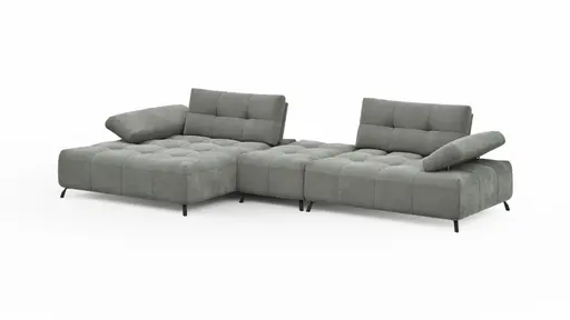 Ecksofa Comodo - Longchair Links, Stoff, Hellgrau