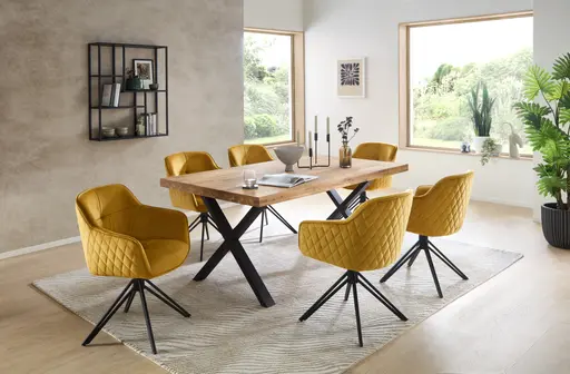 Armlehnstuhl - drehbar, Samt, Goldfarben