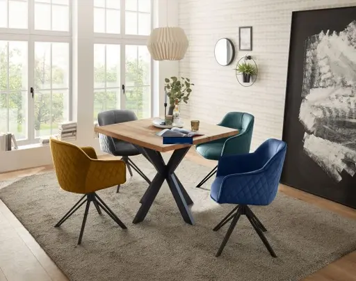 Armlehnstuhl - drehbar, Samt, Blau