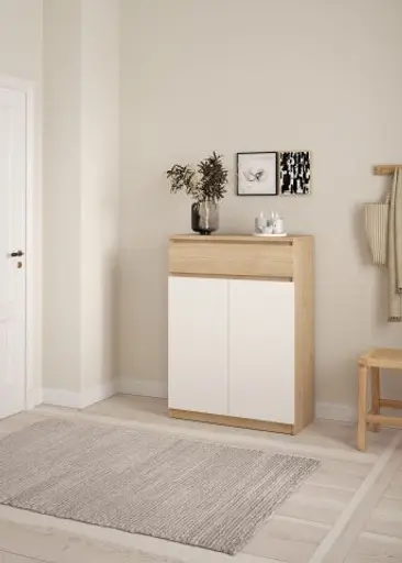 Schuhschrank - B ca. 81 cm, Jackson Hickory Nachbildung, Weiß