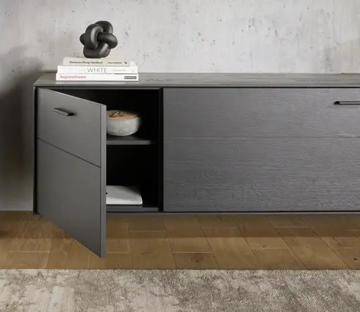 Lowboard Estana - Eiche massiv, Anthrazit 