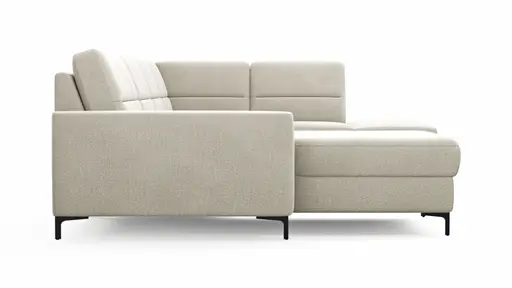 Wohnlandschaft Merlos H - Longchair links und 2,5-Sitzer mit Ecke rechts inkl. Relaxfunktion (motorisch), Stoff, Natur