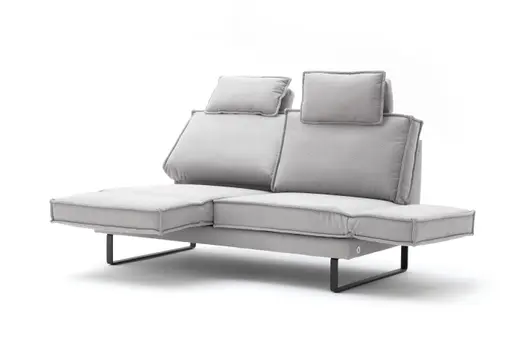 Sofa My - 2,5-Sitzer mit Rückenlehne/Armlehne verstellbar und Drehsitze inkl. Kopfstütze, Stoff, Hellgrau