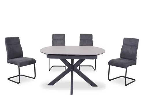 Esstisch MEGGIE - ausziehbar, LB ca. 130x100 cm, Glaskeramik, Grau