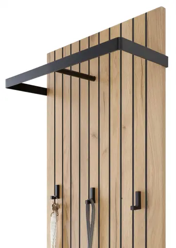 Garderobenpaneel - B ca. 46 cm, Navarra Eiche Nachbildung, Schwarz