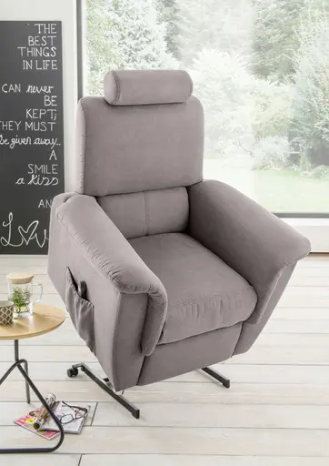 TV-Sessel - Aufstehhilfe (motorisch), Dunkelgrau, Microfaser