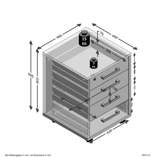 Rollcontainer- B ca.48 cm, Kaschmir
