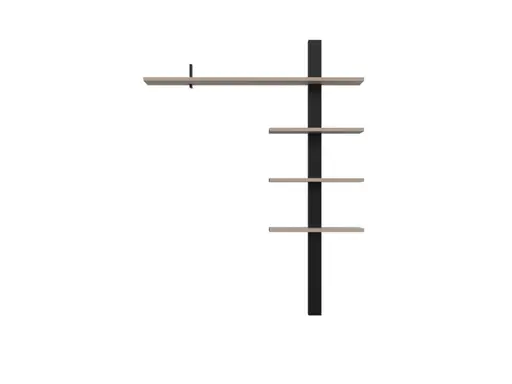 Wohnwand - mit Beleuchtung, B ca. 228 cm, Basalt, Schwarz