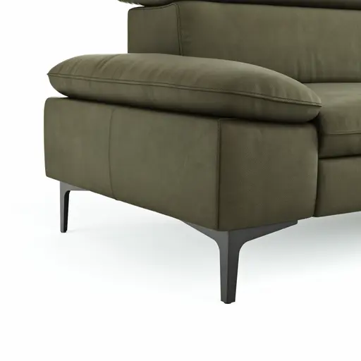 Sofa Felipa - 3-Sitzer inkl. Kopfteil verstellbar, Leder, Olive