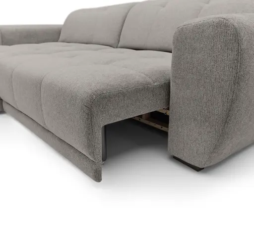 Ecksofa - Longchair links mit 2-Sitzer, Kopfteil verstellbar, Sitztiefe verstellbar motorisch, Stoff, Taupe