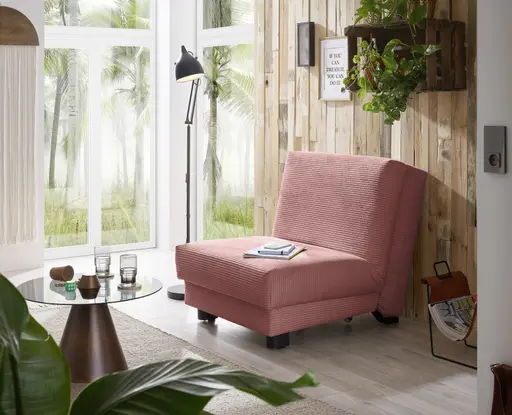 Faltsessel Easy Optik A - ohne Armlehnen inkl. Schlaffunktion, Cord, Rot