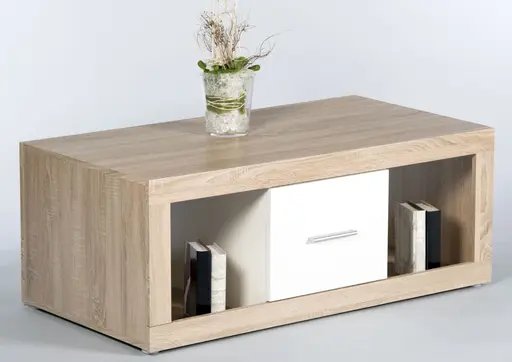 Couchtisch - LB ca. 115x42 cm, Schubkasteneinsatz, Eiche Sonoma Nachbildung