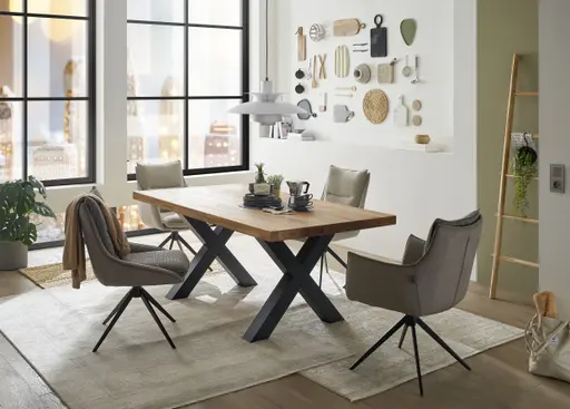 Stuhl MANDY - drehbar, Stoff, Graubeige