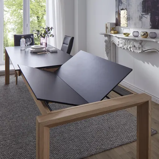 Esstisch 5000 - ausziehbar, LB ca. 160x90 cm, Kunststoff, Schwarz