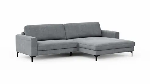 Ecksofa Oviedo - 1,5-Sitzer mit Longchair rechts inkl. Relaxfunktion (motorisch), Stoff, Grau