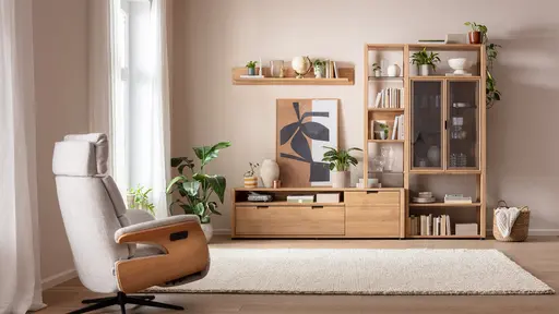 Wohnwand Elara - Eiche massiv, legno geölt