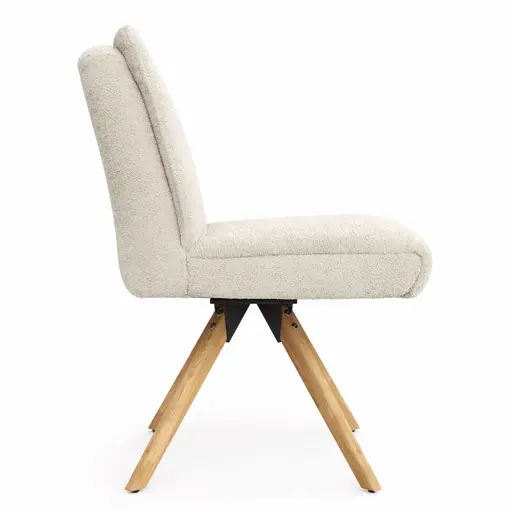 Stuhl Evania - Dreh und Relax-Funktion, niedriger Rücken, Stoff, Creme