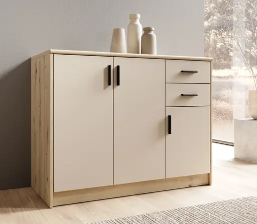 Kommode - B ca. 109 cm, Artisan Eiche Nachbildung, Kaschmir