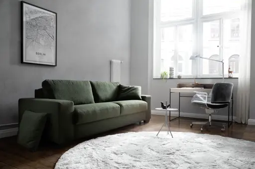 Sofa Nuoro - 3-Sitzer inkl. Schlaffunktion, Stoff, Olivgrün