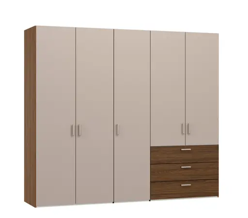 Drehtürenschrank JOIN IT- B ca. 252 cm, Nussbaum Dekor, Nougat