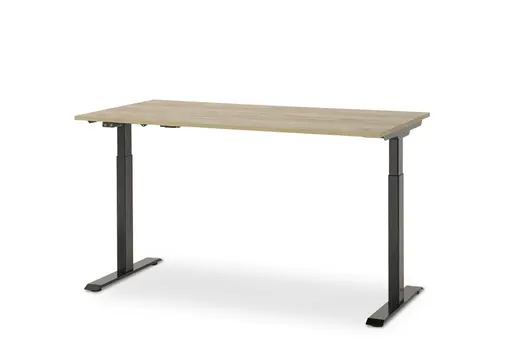 Schreibtisch GELI - höhenverstellbar, LB ca. 160x80 cm, Eiche Nachbildung, Schwarz